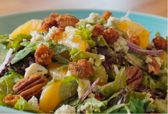Green Salad with  Eggplant Croutons